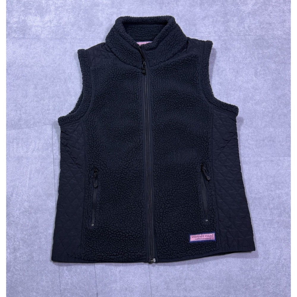 Vineyard Vines Vest Womens S Marthas Vineyard Black Sherpa Fleece Gorpcore Hike